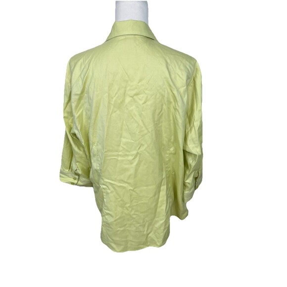 Coldwater Creek Blouse Women Plus Size 2X Button Up Shirt Green No Iron Cotton - Picture 6 of 10